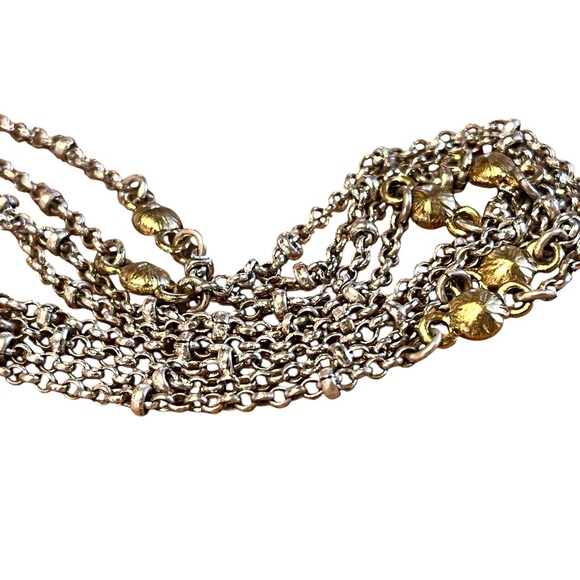 Monet Gold & Silver Double Strand Floral Pendant Necklace - Picture 5 of 6